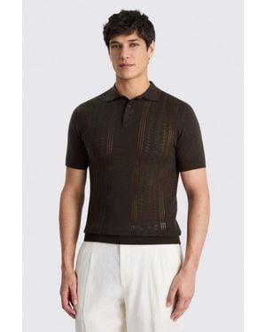 Moss Pointelle Polo Shirt - Black