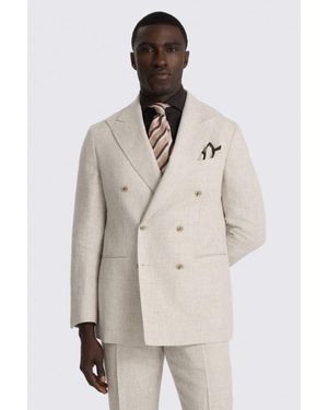 Ferla Italian Tailored Fit Neutral Linen-Blend Suit Jacket - Natural