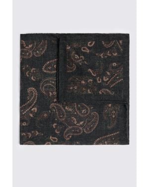 Tessitura bottinelli Bottinelli Dark Wool Paisley Pocket Square - Black