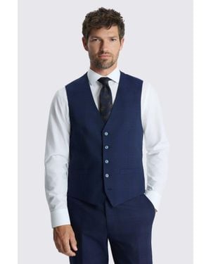 Moss Slim Fit Check Waistcoat - Blue
