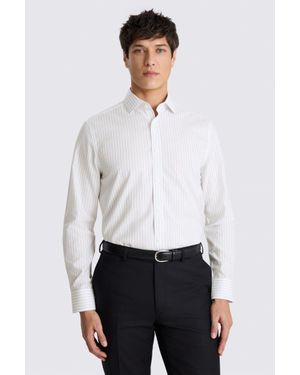 Moss Tailored Fit Wide Stripe Non-Iron Shirt - White