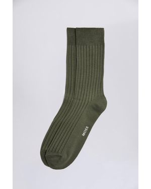 Moss Ribbed Socks - Green