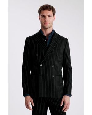 Moss Slim Fit Stripe Suit Jacket - Black