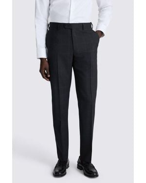 Barberis Italian Tailored Fit Check Trousers - Black