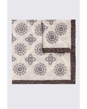 Tessitura bottinelli Italian Chocolate Double Faced Wool Pocket Square - Natural