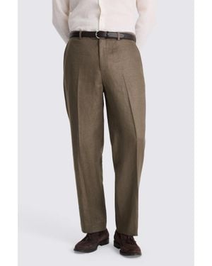 Moss Relaxed Fit Taupe Linen Trousers - Natural