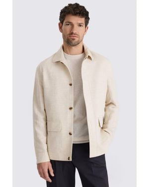 Moss Neutral Twill Linen & Cotton Field Jacket - Natural
