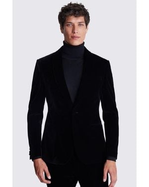 Moss Slim Fit Velvet Suit Jacket - Black