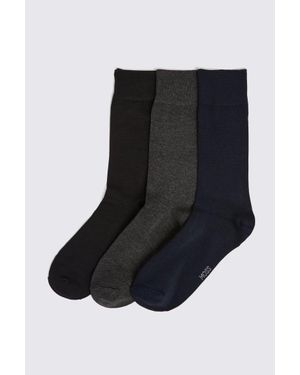 Moss Charcoal 3-Pack Bamboo Socks - Black