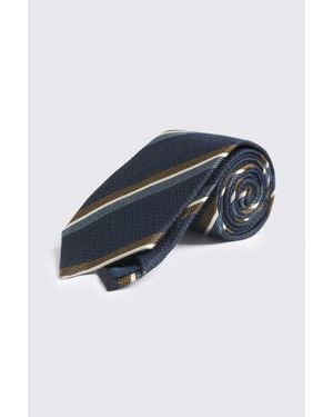Moss Bronze Silk Stripe Tie - Blue