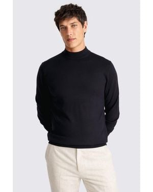Moss Merino-Blend Mock-Neck Jumper - Blue