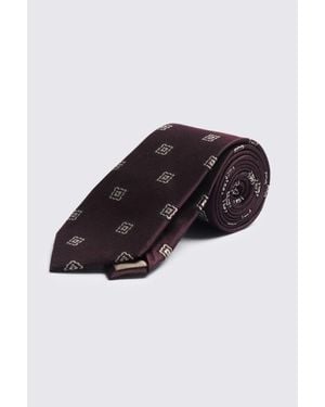 Moss Burgundy Silk Medallion Tie - Red