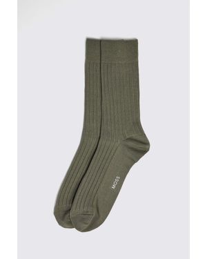 Moss Sage Fine Ribbed Socks - Green