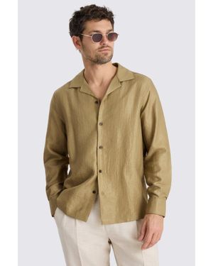 Moss Metallic Cuban Collar Shirt - Natural