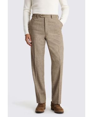 Moss Relaxed Fit Herringbone Tweed Trousers - Natural