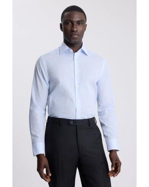 Moss Premium Tailored Fit Light Stripe Shirt - Blue