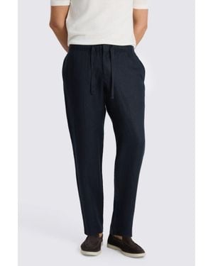 Moss Linen Drawstring Trousers - Blue