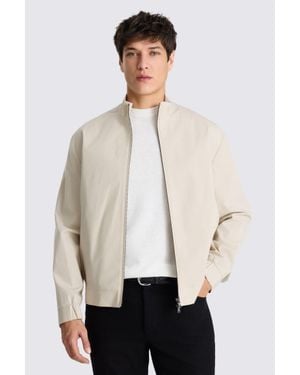 Moss Light Taupe Cotton Harrington Jacket - Natural