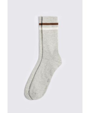 Moss Melange Rust & Off- Stripe Socks - White