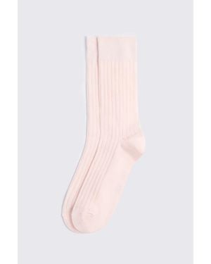 Moss Soft Mercerised Ribbed Sock - Pink
