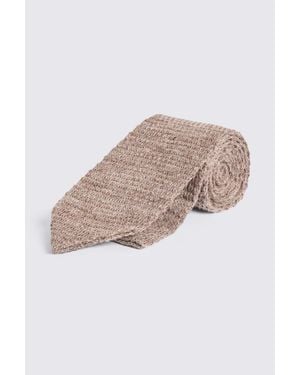 Moss Taupe Linen Knitted Tie - Natural