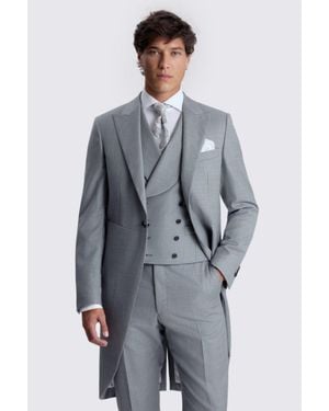 Barberis Italian Tailored Fit Sharkskin Morning Suit Jacket - Grey