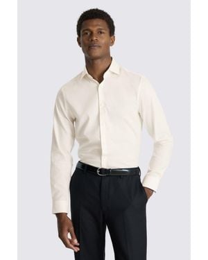 Moss Slim Fit Off- Dobby Stretch Shirt - White