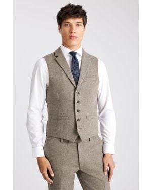 Moss Slim Fit Stone Donegal Waistcoat - Multicolour