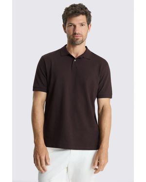 Moss Chocolate Cotton Piqué Polo Shirt - Black
