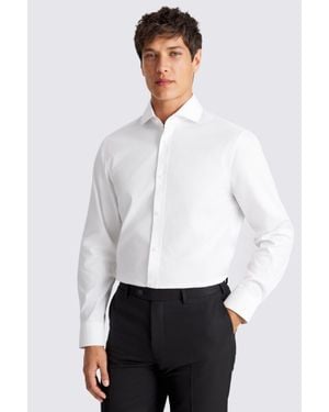 Moss Tailored Fit Peached Pinpoint Oxford Shirt - White