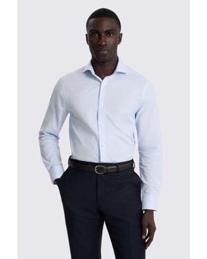 Moss Tailored Fit Light Twill Stripe Cotton Shirt - White