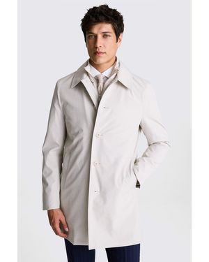 Moss Stone Raincoat With Removable Insert - White