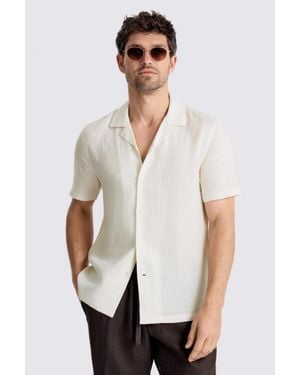 Moss Off Short Sleeve Cuban Linen Shirt - White