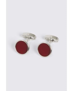 Moss Round Onyx Cufflinks - Red