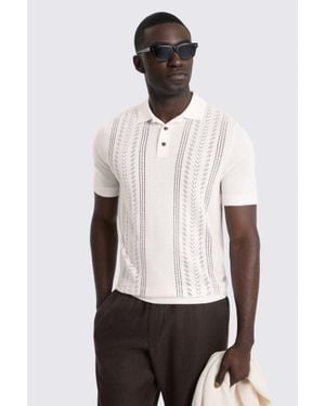 Moss Off- Pointelle Polo Shirt - White