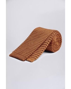 Moss Bronze Knitted Silk Tie - Natural