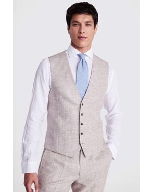 Moss Regular Fit Oatmeal Linen Waistcoat - Purple