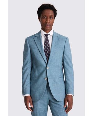 Moss Tailored Fit Slub Suit Jacket - Blue