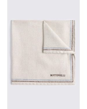 Tessitura bottinelli Italian Neutral Silk Double Faced Pocket Square - Natural