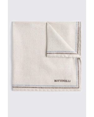 Tessitura bottinelli Italian Neutral Silk Double Faced Pocket Square - Natural