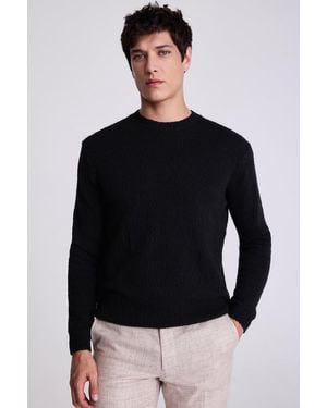 Moss Slouchy Bouclé Crew Neck Jumper - Black