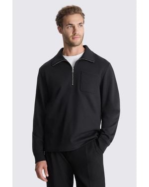 Moss Cotton Quarter Zip Sweatshirt - Black