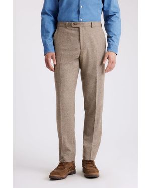 Moss Tailored Fit Herringbone Tweed Trousers - Blue