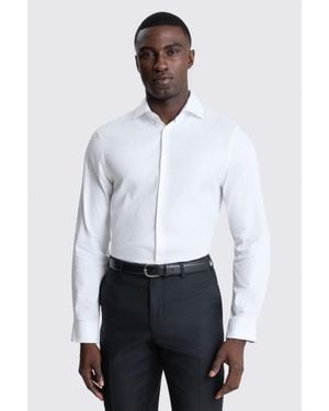 Moss Slim Fit Herringbone Shirt - White