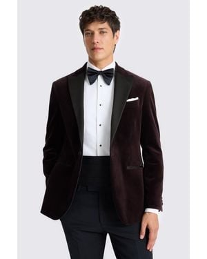 Moss Regular Fit Grape Velvet Jacket - Black