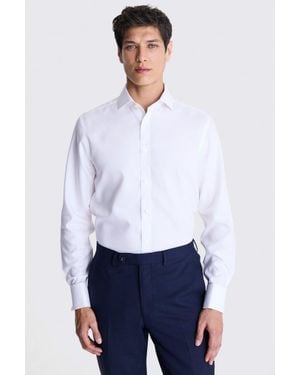 Moss Tailored Fit Royal Oxford Non-Iron Cotton Shirt - White