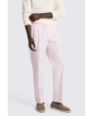 Moss Pale Cotton Pleated Trousers - White