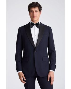 Moss Tailored Fit Midnight Tuxedo Suit Jacket - Blue
