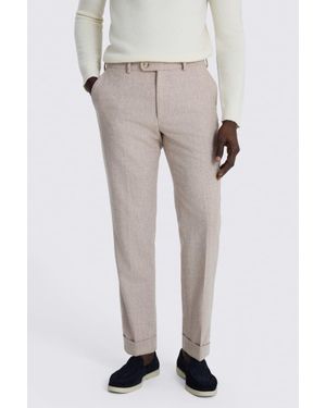 Moss Oatmeal Wool Flannel Trousers - Natural