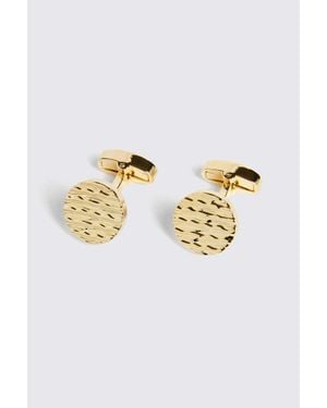 Moss Textured Round Cufflinks - Metallic